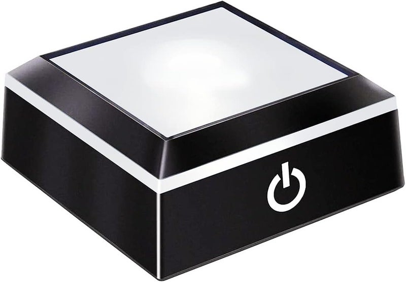 EUSTUMA LED Light Base Non-Slip Square Display Stand In A Variety of Colors,Suitable for Glass Crystal Spherical Artwork (Flat Top Surface) - Image 1